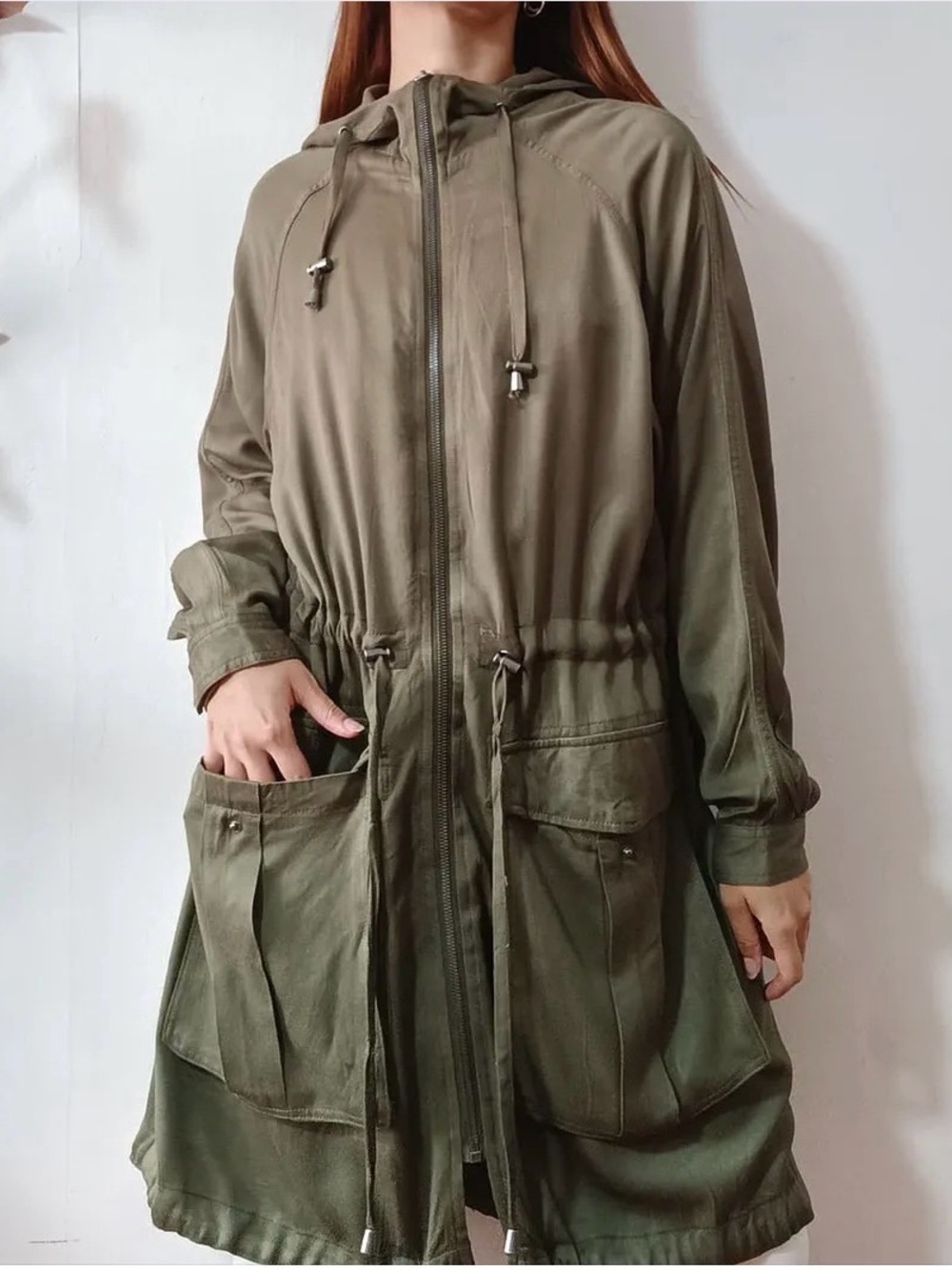Free People We the Free Utility Military Oversized Duster Jacket XS Green